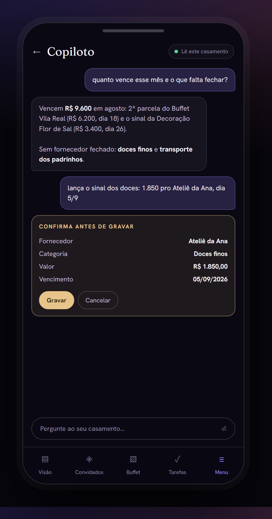 No celular, entre um fornecedor e outro.